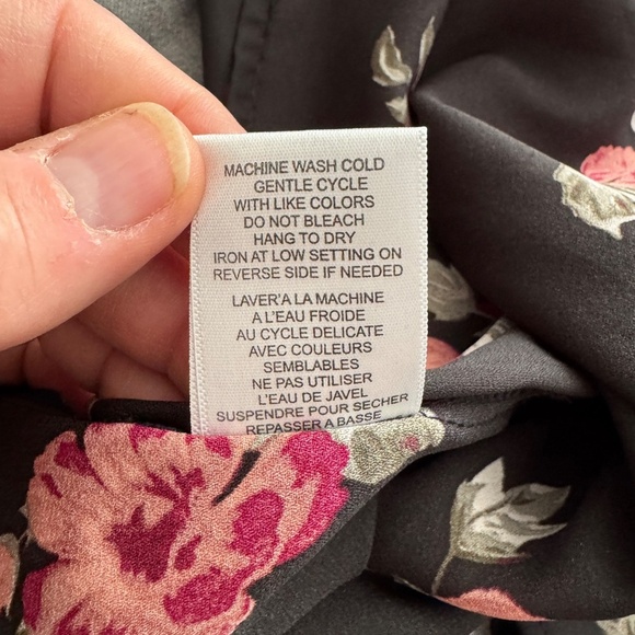 Stella Tweed 1/2 Zip Floral Long Sleeve Satin Peplum Blouse Black‎ Elastic Waist - Picture 10 of 16